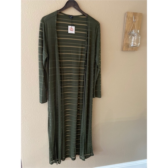 Olive green longline cardigan - Picture 2 of 3